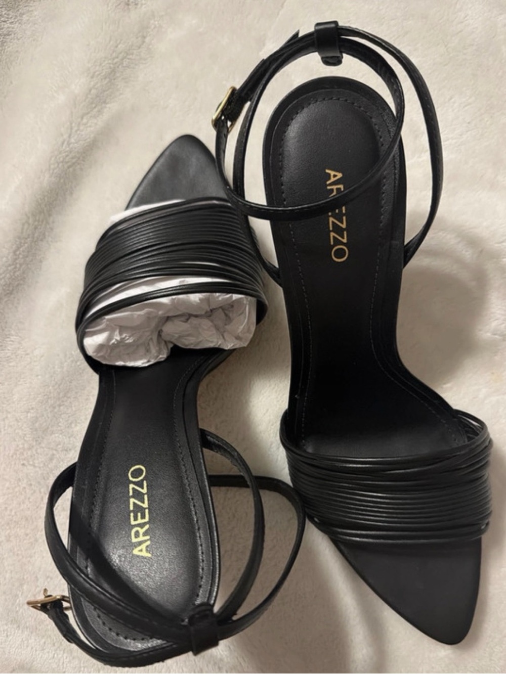 Arezzo Black Strappy Pointed-Toe Heels